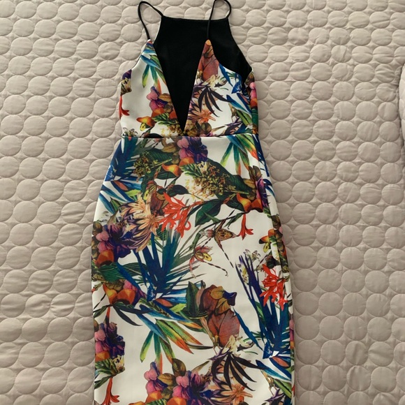 Multicolored midi dress with black straps - Picture 3 of 3